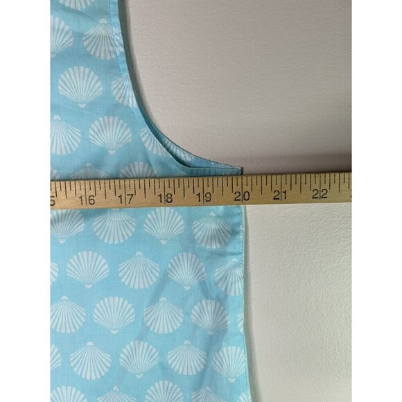 Talbots Cotton Blouse Blue White Scallop Sleeveless Tank Round Neck Size Small - Picture 6 of 8